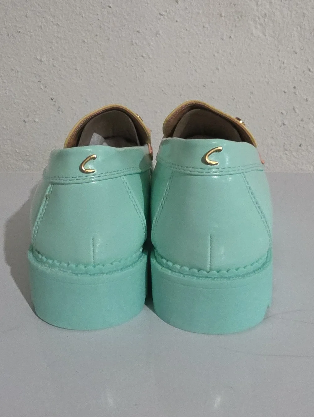 CIRCUS NY DEANNA Women’s Pastel Mint and Yellow Loafers with Peach Accent Sz. 10